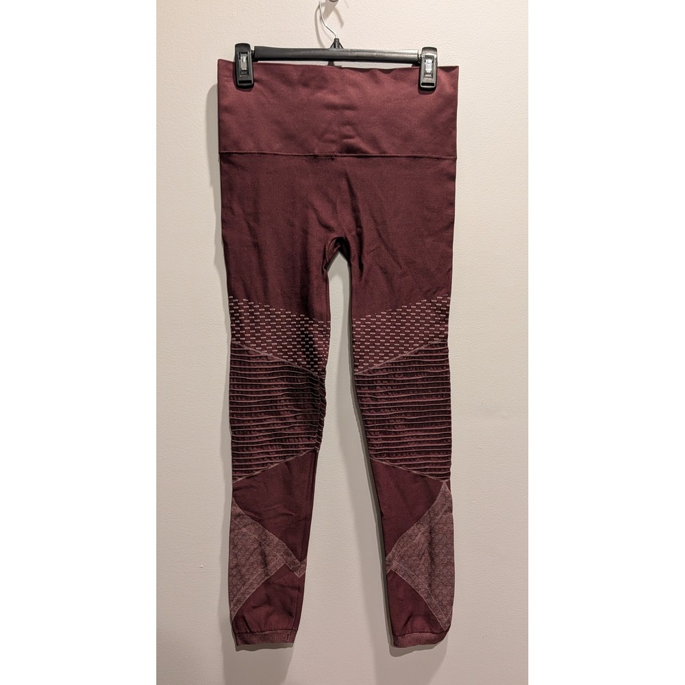 Spanx Look At Me Now Seamless Moto Leggings Burgundy Maroon High Waist Large